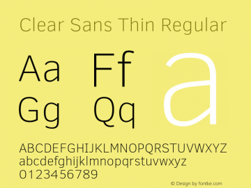 Clear Sans Thin Regular Version 1.00图片样张