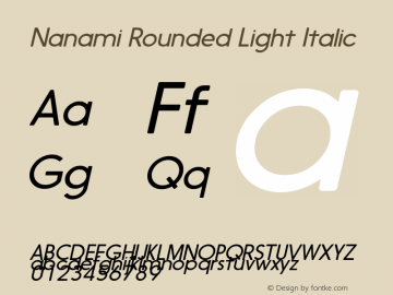 Nanami Rounded Light Italic Version 1.003;com.myfonts.thinkdust.nanami-rounded.light-oblique.wfkit2.43NU Font Sample