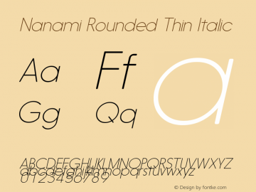 Nanami Rounded Thin Italic Version 1.003;com.myfonts.thinkdust.nanami-rounded.thin-oblique.wfkit2.43P2 Font Sample