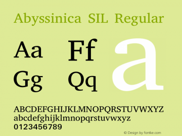 Abyssinica SIL Regular Version 1.500 Font Sample