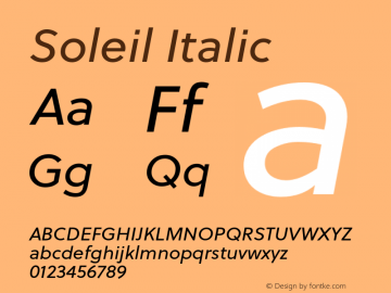 Soleil Italic Version 1.001;com.myfonts.type-together.soleil.italic.wfkit2.44WM Font Sample