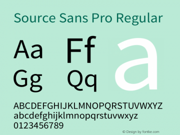 Source Sans Pro Regular Version 1.038;PS 1.000;hotconv 1.0.70;makeotf.lib2.5.5900图片样张
