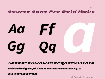 Source Sans Pro Bold Italic Version 1.038;PS Version 1.000;hotconv 1.0.70;makeotf.lib2.5.5900 Font Sample