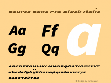 Source Sans Pro Black Italic Version 1.038;PS Version 1.000;hotconv 1.0.70;makeotf.lib2.5.5900 Font Sample