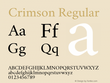 Crimson Regular Version 0.8 Font Sample