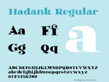 Hadank Regular Version 1.000 Font Sample