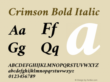 Crimson Bold Italic Version 0.8 Font Sample
