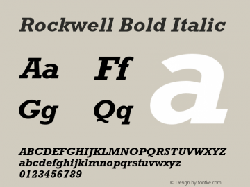 Rockwell Bold Italic Version 1.65 Font Sample