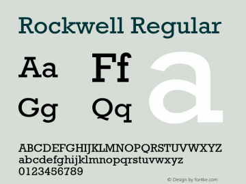 Rockwell Regular Version 1.65 Font Sample