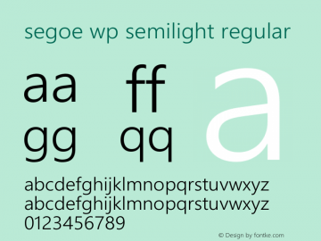 Segoe WP SemiLight Regular Version 1.01 Font Sample