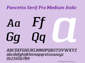 Pancetta Serif Pro Medium Italic Version 1.000图片样张