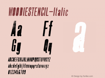 WOODIESTENCIL-Italic ☞ Version 1.000;com.myfonts.borutta.woodie.stencil-italic.wfkit2.3ZGg图片样张