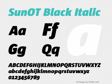 SunOT Black Italic Version 4.001 2005 Font Sample