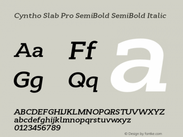 Cyntho Slab Pro SemiBold SemiBold Italic Version 1.000图片样张
