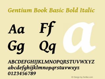 Gentium Book Basic Bold Italic Version 1.100 Font Sample