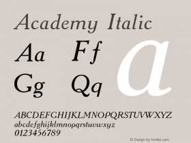 Academy Italic Converted from d:\win\system\ACD56___.TF1 by ALLTYPE Font Sample