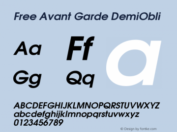 Free Avant Garde DemiObli Version 1.06 Font Sample