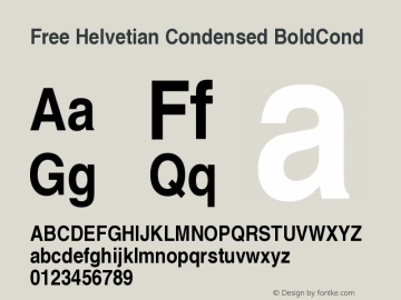 Free Helvetian Condensed BoldCond Version 1.06 Font Sample