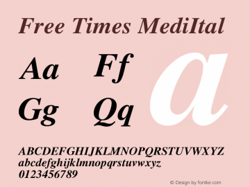 Free Times MediItal Version 1.06 Font Sample