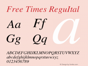 Free Times ReguItal Version 1.06 Font Sample