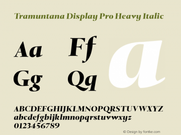 Tramuntana Display Pro Heavy Italic Version 1.000;com.myfonts.tiponautas.tramuntana-1-pro.display-pro-heavy-italic.wfkit2.3PFX Font Sample