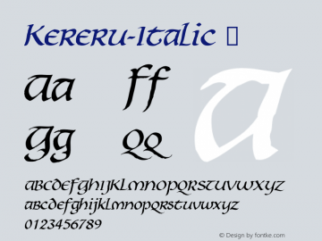 Kereru-Italic ☞ Version 001.000;com.myfonts.danielreeve.kereru.italic.wfkit2.3BjN图片样张