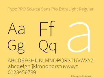 TypoPRO Source Sans Pro ExtraLight Regular Version 1.050;PS Version 1.000;hotconv 1.0.70;makeotf.lib2.5.5900图片样张