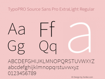 TypoPRO Source Sans Pro ExtraLight Regular Version 1.050;PS Version 1.000;hotconv 1.0.70;makeotf.lib2.5.5900图片样张