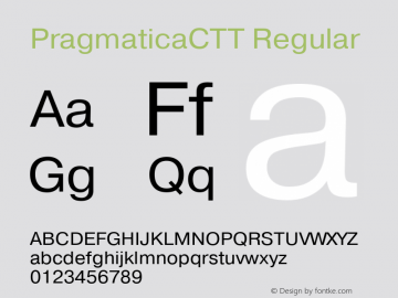PragmaticaCTT Regular TrueType Maker version 3.00.00, TypeMan Font Sample