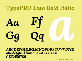 TypoPRO Lato Bold Italic Version 1.014 Font Sample