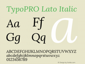 TypoPRO Lato Italic Version 1.014 Font Sample
