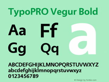 TypoPRO Vegur Bold Version 1.000;PS 007.000;hotconv 1.0.70;makeotf.lib2.5.58329 Font Sample