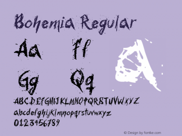 Bohemia Regular Version 1.00 September 18 , © 2010,  Juan Casco: metanorocker14@hotmail.com, www.juancascofonts.blogspot.com图片样张