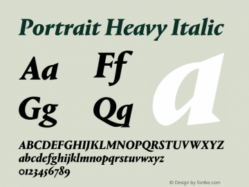 Portrait Heavy Italic Version 1.1 2013 Font Sample