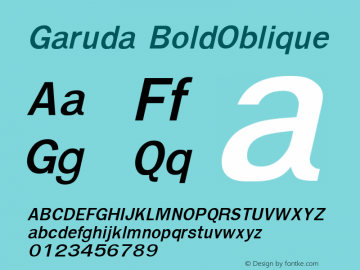 Garuda BoldOblique Version 2.61: 2009-07-24 Font Sample