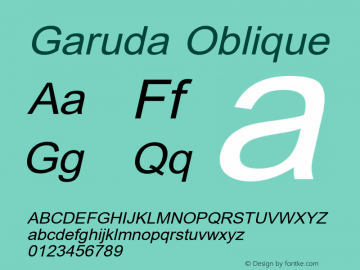 Garuda Oblique Version 2.61: 2009-07-24 Font Sample