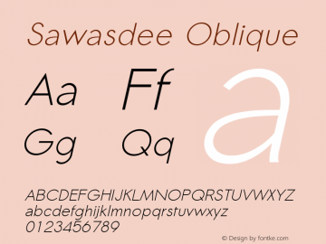 Sawasdee Oblique Version 001.004: 2009-07-22 Font Sample