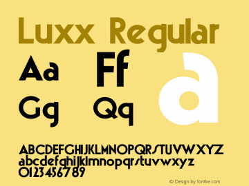 Luxx Regular Version 1.000 Font Sample