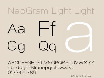 NeoGram Light Light Version 1.001;PS 001.001;hotconv 1.0.56;makeotf.lib2.0.21325;com.myfonts.northernblock.neo-gram.light.wfkit2.3PLN Font Sample