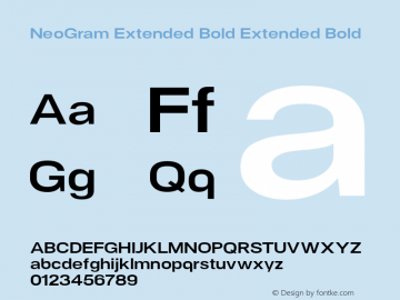 NeoGram Extended Bold Extended Bold Version 1.001;PS 001.001;hotconv 1.0.56;makeotf.lib2.0.21325;com.myfonts.northernblock.neo-gram.ext-bold.wfkit2.3PLE图片样张