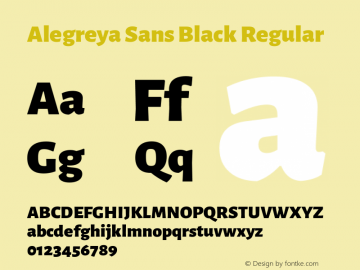 Alegreya Sans Black Regular Version 1.001;PS 001.001;hotconv 1.0.70;makeotf.lib2.5.58329 DEVELOPMENT; ttfautohint (v0.97) -l 8 -r 50 -G 200 -x 16 -f dflt -w G -W图片样张