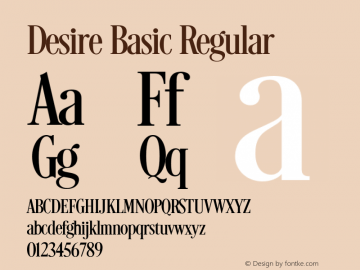 Desire Basic Regular Version 6.000 Font Sample