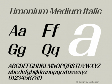 Timonium Medium Italic Version 001.003 2013 Font Sample