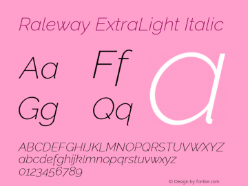 Raleway ExtraLight Italic Version 3.000; ttfautohint (v0.96) -l 8 -r 28 -G 28 -x 14 -w 