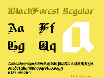 BlackForest Regular Converted from C:\EMSTT\BLKFORST.TF1 by ALLTYPE Font Sample