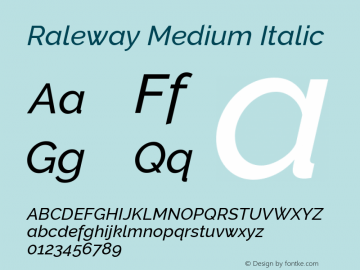 Raleway Medium Italic Version 3.000; ttfautohint (v0.96) -l 8 -r 28 -G 28 -x 14 -w 