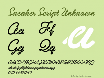 Sneaker Script Unknown Version 1.200;com.myfonts.flat-it.sneaker-script.regular.wfkit2.3Nyh图片样张