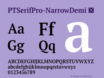 PTSerifPro-NarrowDemi ☞ Version 1.000;com.myfonts.paratype.pt-serif-pro.narrow-demi.wfkit2.3AAs图片样张