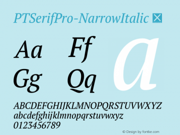 PTSerifPro-NarrowItalic ☞ Version 1.000;com.myfonts.paratype.pt-serif-pro.narrow-italic.wfkit2.3AAC图片样张