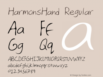 HarmonsHand Regular Copyright (c)1996 Expert Software, Inc. Font Sample